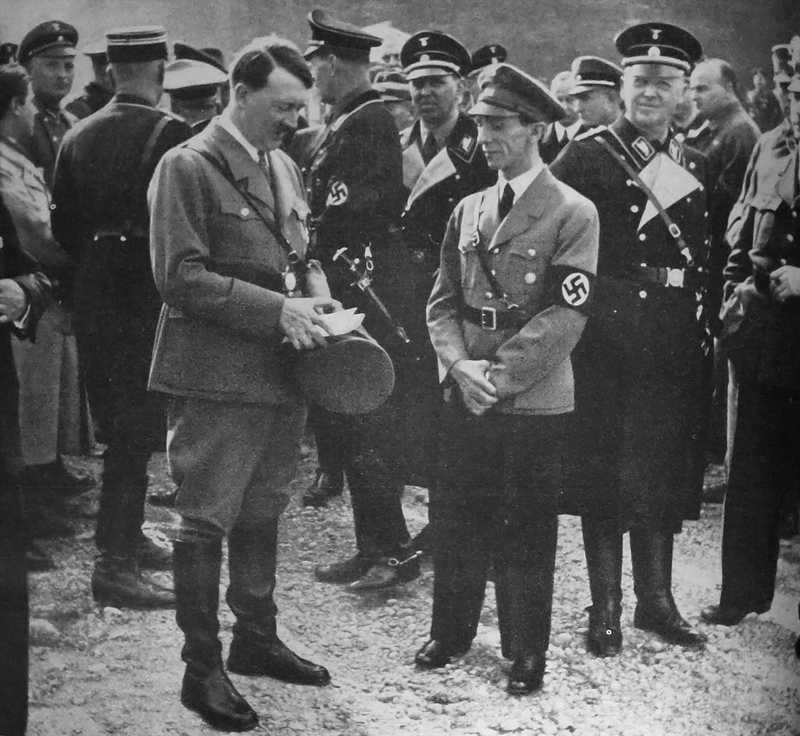 Adolf Hitler and Joseph Goebells at the Unterhaching autobahn construction site